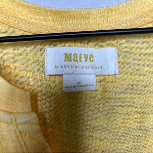 Anthropologie Maeve Women Tank Top XS Yellow Back Ruffle Split Neck Coastal - Picture 9 of 10